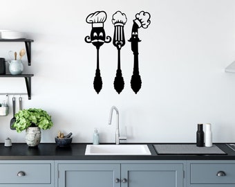 Cutlery Sticker Wall Home Decal Kitchen Quotes Decal Removable Vinyl Art