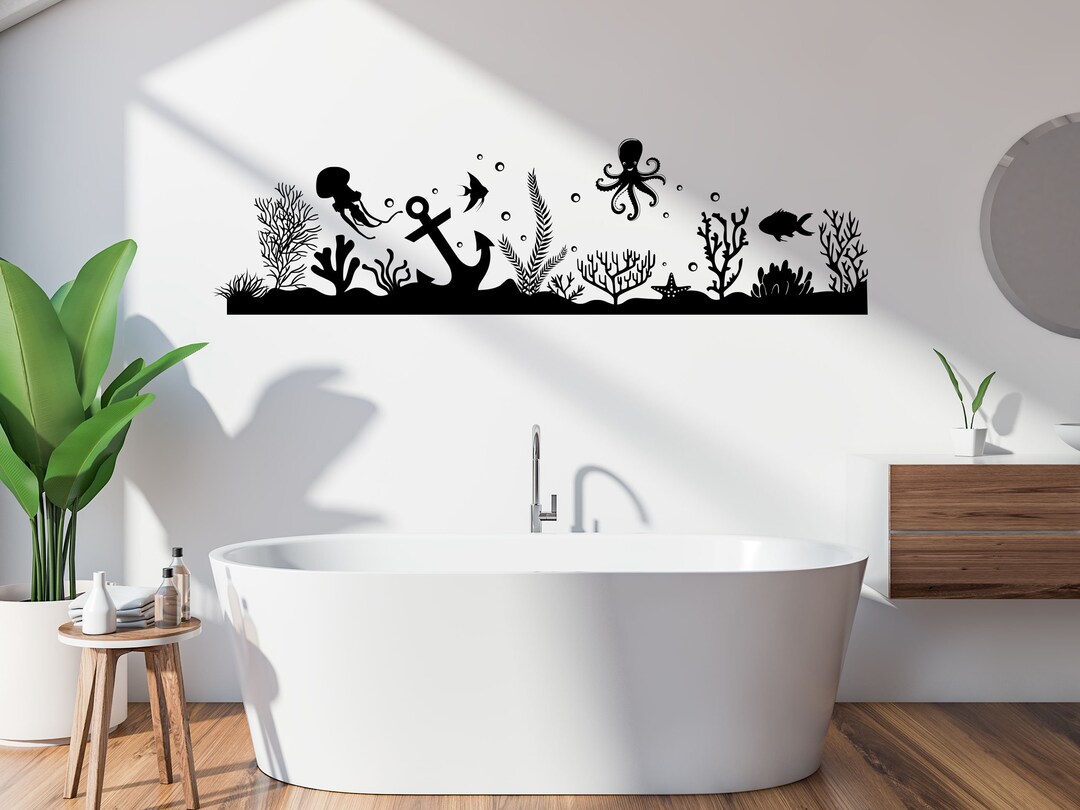 Sea Life Sticker Wall Underwater Scene Vinyl Transfer Decal Home ...