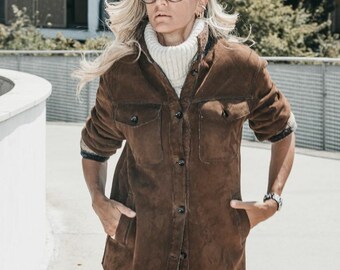 Guy Laroche Suede Coat Unisex Spring Vintage Designer Brown - Etsy