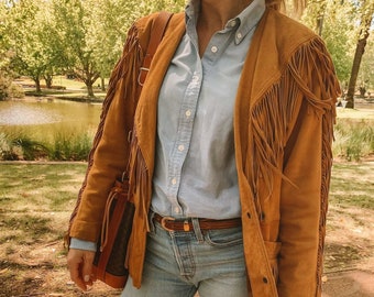 1970's Suede Leather Fringe Western Boho Jacket - Etsy