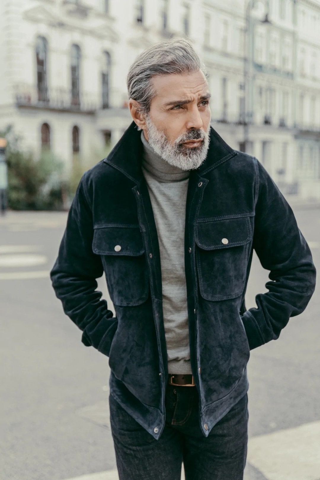 Mens Blue Suede Shirt Real Lambskin Soft TRUCKER Stylish Shirt Etsy