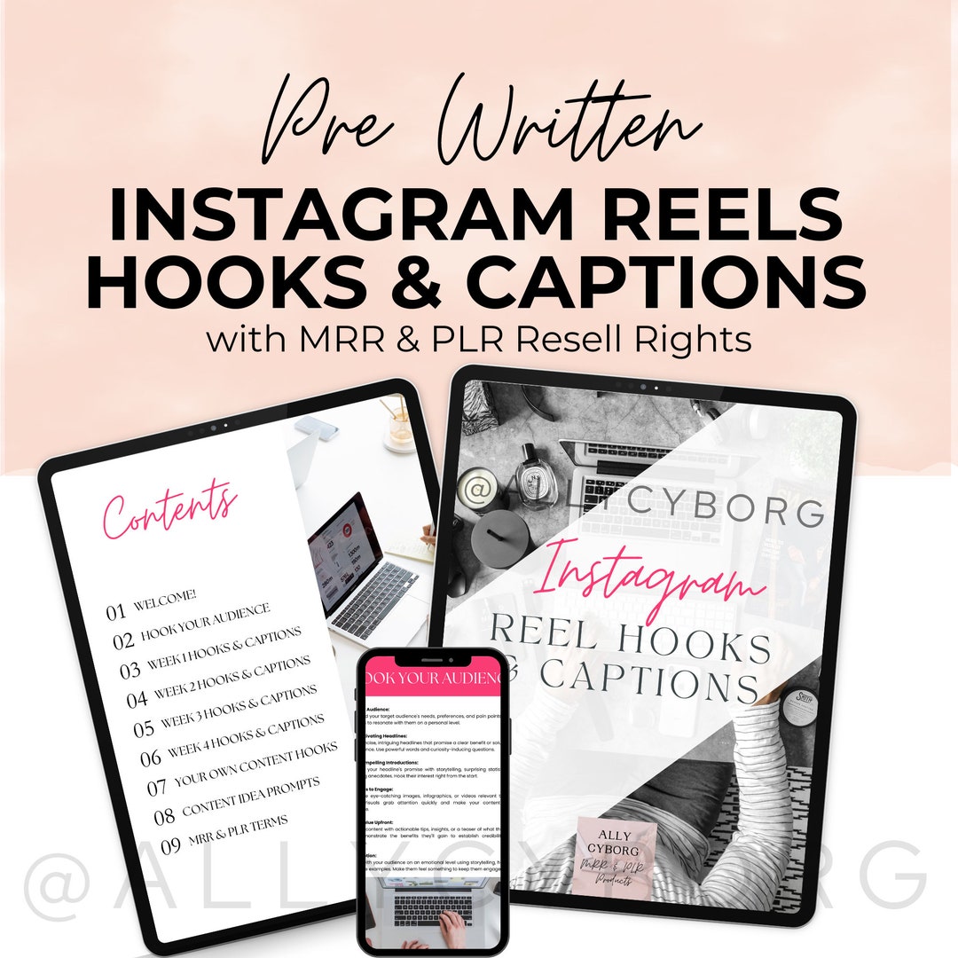 Instagram Reels Hooks and Captions With Master Resell Rights MRR ...