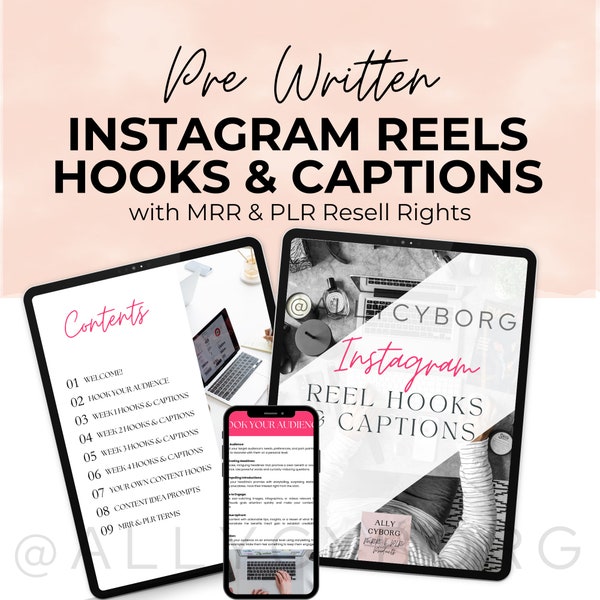 Instagram Reels Hooks and Captions with Master Resell Rights MRR & Private Label Rights PLR Done-For-You Hooks For Social Media