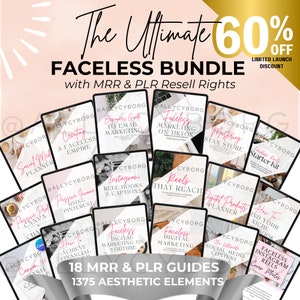 FACELESS Digital Marketing Guide Bundle with Master Resell Rights Private Label Rights PLR MRR Digital Products Done For You Guides
