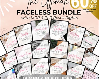 FACELESS Digital Marketing Guide Bundle Master Resell Rights Private Label Rights PLR MRR Digital Products Digital Products Resell Rights