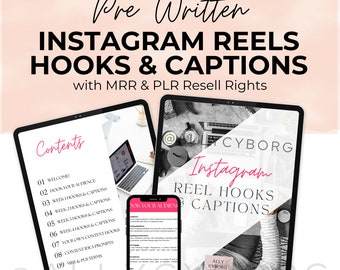 Pre Written Reels Hooks and Captions with Master Resell Rights MRR & Private Label Rights PLR Done-For-You Instagram Growth 4 Weeks Content