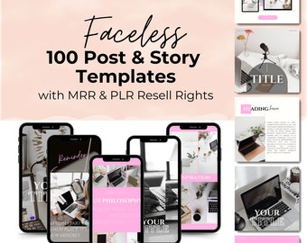 100 Instagram Post and Story Templates with Master Resell Rights MRR & Private Label Rights PLR Done For You Social Media Post To Resell