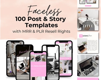 100 Faceless Post and Story Templates with Master Resell Rights MRR & Private Label Rights PLR Done For You Instagram Templates To Resell