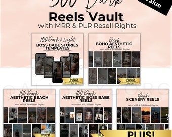 500 Dark Aesthetic Video Reels Boss Babe Story Master Resell Rights MRR & Private Label Rights PLR DFY Instagram Templates Digital Marketer