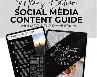 MEN'S Edition The Ultimate Social Media Content Guide w/ Master Resell Rights MRR Done For Social Media Content Ideas Digital Marketing