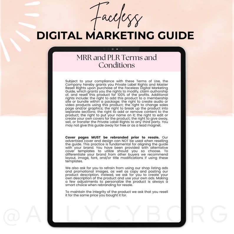 Faceless Digital Marketing Guide With Master Resell Rights MRR and ...
