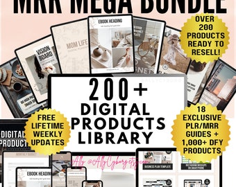 MEGA MRR Bundle 200+ Digital Products to Sell On Etsy Master Resell Rights PLR Digital Products Bundle Passive To Resell Passive Income Etsy