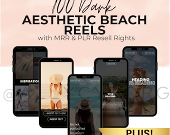 100 Dark Aesthetic Beach Reels Templates w/ Master Resell Rights MRR & Private Label Rights PLR Done For You Instagram Templates To Resell