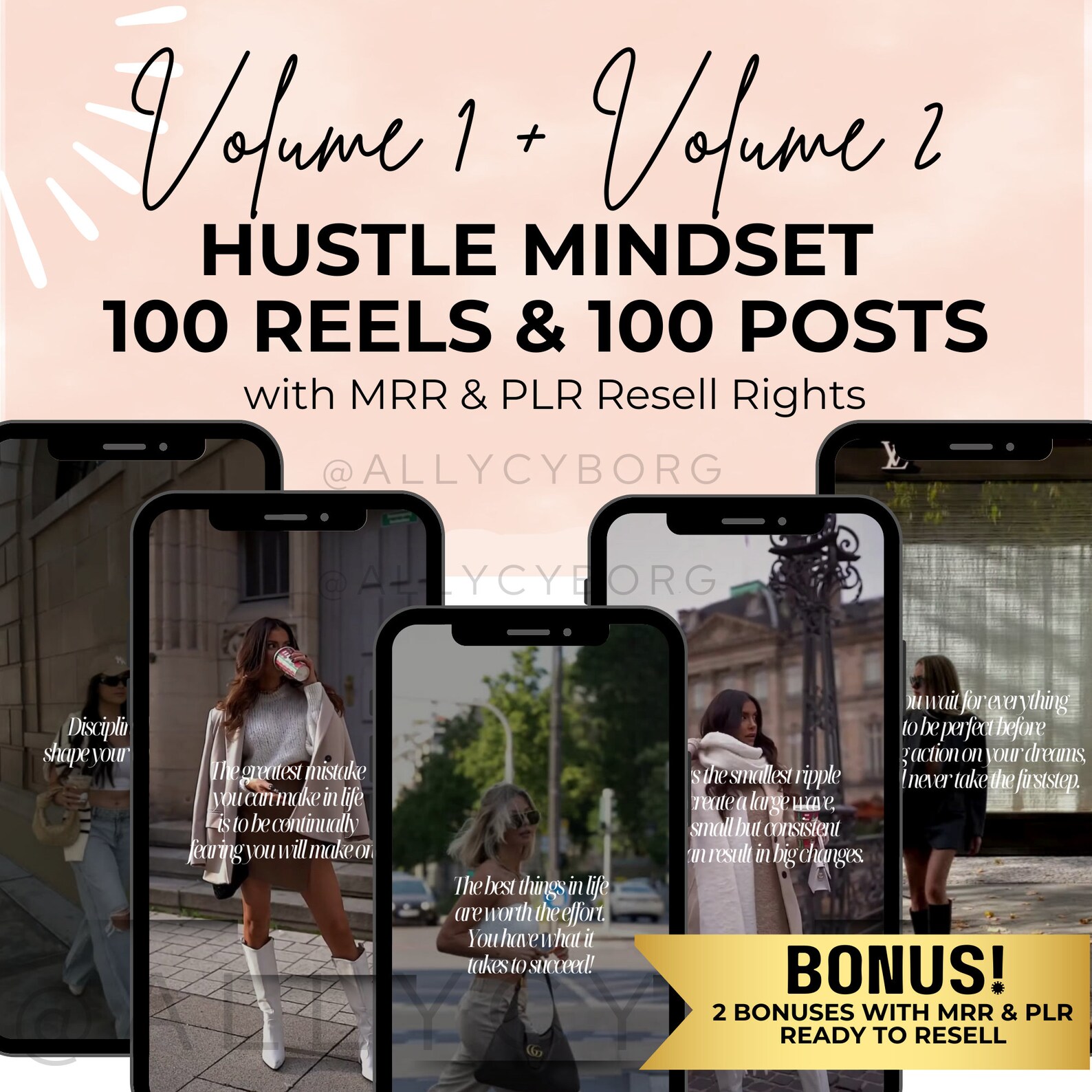 Hustling CEO Mindset Posts Reels Bundle With MRR Master Resell Rights ...
