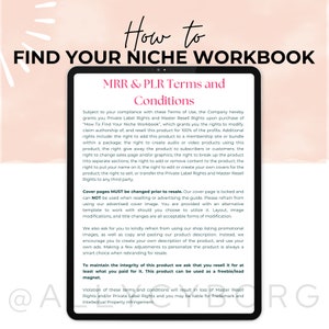 How to Find Your Niche Workbook With Master Resell Rights MRR & Private ...