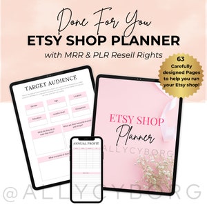 Etsy Shop Planner mit Master Wiederverkaufsrechten MRR & Privatmarkenrechten PLR Etsy Verkäufer Shop Organisator DFY Digitaler Planner zum Weiterverkaufen