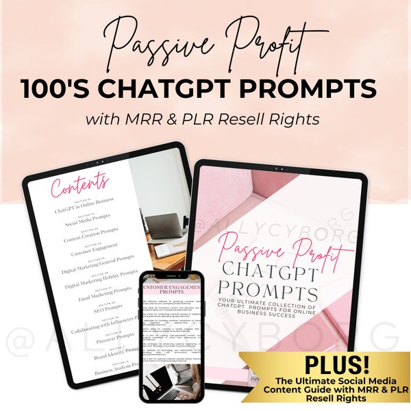 Passive Profit ChatGPT Prompts Guide with Master Resell Rights MRR & Private Label Rights PLR Done-For-You Digital Marketing Guide Canva