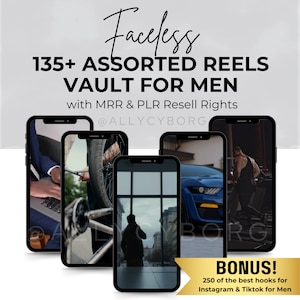 135+ MENS Assorted Faceless Reels Library Master Resell Rights MRR PLR Done For You Aesthetic Videos Faceless Instagram Digital Marketing