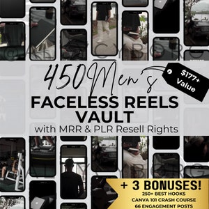 450+ Aesthetic Faceless Men Video Reels Boss Master Resell Rights MRR & Private Label Rights PLR DFY Instagram Templates Digital Marketer