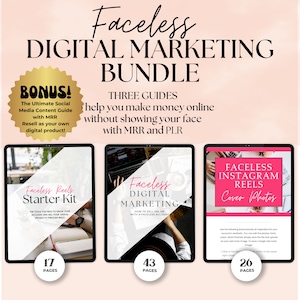 Faceless Digital Marketing Guide BUNDLE with Master Resell Rights MRR & Private Label Rights PLR Done for you eBook passive income online