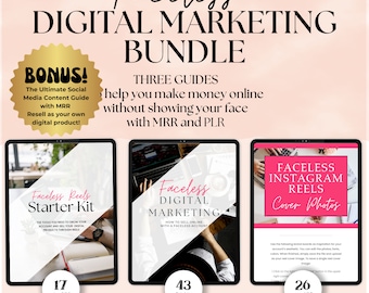 Faceless Digital Marketing Guide BUNDLE with Master Resell Rights MRR & Private Label Rights PLR Done for you eBook passive income online