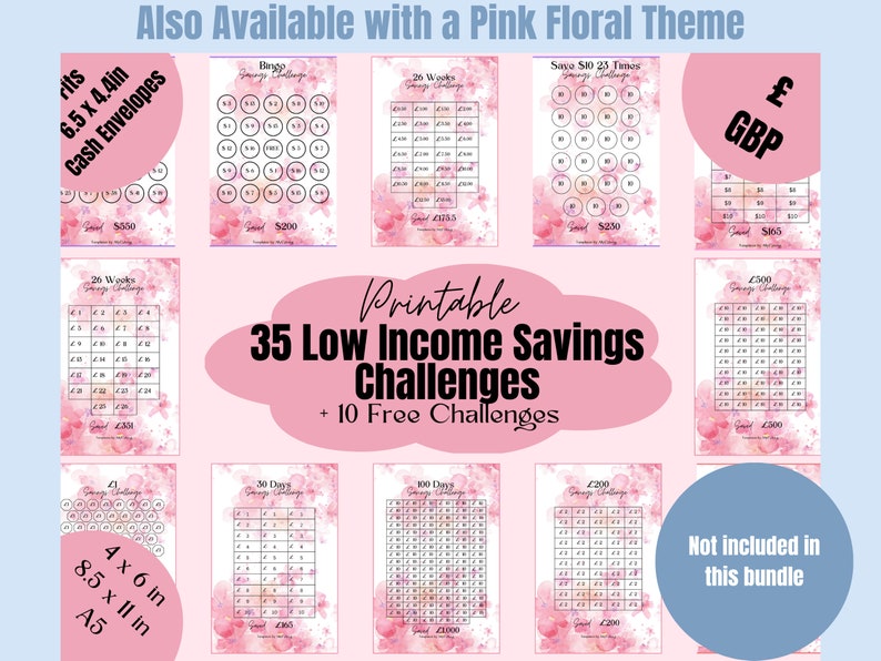 Printable GBP Low Income Savings Challenge Bundle Printable Etsy