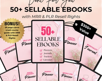 50+ MRR PLR Ebook Editable Planners Trackers and Journals w/ Private Label Rights & Master Resell Rights DFY eBooks to Resell Passive Income
