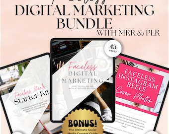 Paquete de guía de marketing digital sin rostro con derechos de reventa maestros MRR Derechos de etiqueta privada PLR Ganar dinero en línea Libro electrónico ingresos pasivos en línea