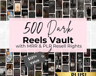 500 carretes de vídeo de estética oscura Boss Babe Story Master Derechos de reventa MRR y derechos de etiqueta privada PLR DFY Plantillas de Instagram Comercializador digital