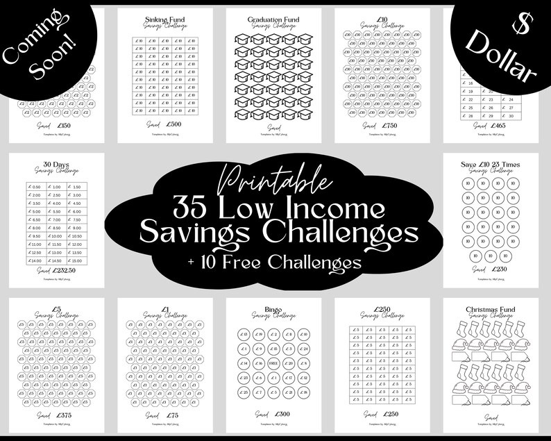 Printable Low Savings Challenge Bundle Printable Etsy