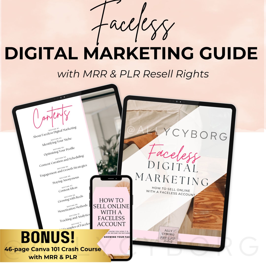 Faceless Digital Marketing Ebook W/ Master Resell Rights MRR & Private ...