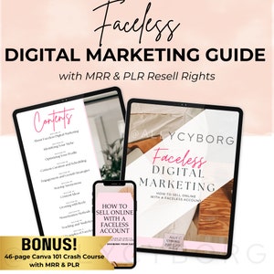 Faceless Digital Marketing eBook w/ Master Resell Rights MRR & Private Label Rights PLR Digital Marketing Guide To Resell For Passive Income