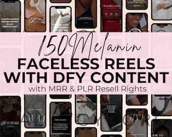 150 Faceless Melanin Reels with Done For You Content w/ Master Resell Rights MRR & Private Label Rights PLR Done For You Instagram Templates