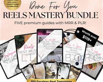 Done for you Reels Mastery Digital Marketing Guide Bundle with Master Resell Rights MRR & Private Label Rights PLR Done-For-You 5 Guides
