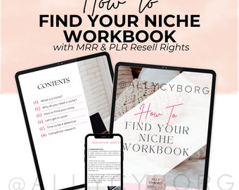 How To Find Your Niche Workbook with Master Resell Rights MRR Private Label Rights PLR Done For You Digital Marketing Guide DFY Lead Magnet