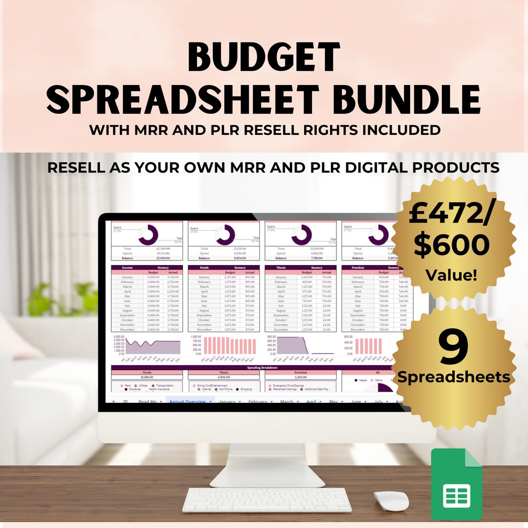 PLR & MRR Budget Spreadsheets Bundle for Google Sheets Master Resell ...