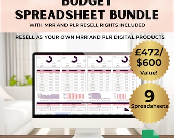 PLR & MRR Budget Spreadsheets Bundle for Google Sheets Master Resell Right Private Label Rights Done-For-You PLR Template Spreadsheet Resell