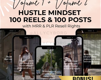 Hustling CEO Mindset Posts Reels Bundle with MRR Master Resell Rights Motivational Instagram Posts Quote Reels Bundle Reels with DFY Content