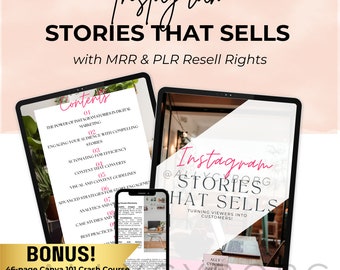 Instagram Stories That Sells Guide w/ Master Resell Rights MRR & Private Label Rights PLR DFY Digital Marketing eBook For Passive Income