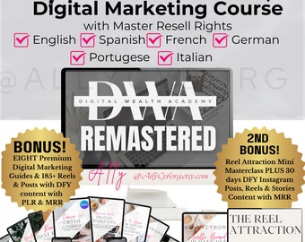 DWA Remastered Digital Wealth Academy Digital Marketing Course Master Resell Rights MRR Social Media Passive Income Online Course w BONUSES