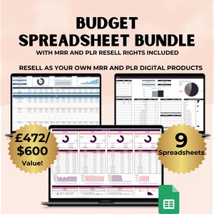Budget Spreadsheets Bundle WITH Master Resell Right Private Label Rights for Google Sheets Done-For-You PLR Template Spreadsheet to Resell