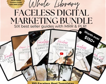 Faceless Digital Marketing Guide WHOLE Library w Master Resell Rights MRR & Private Label Rights PLR Done for you eBook passive income