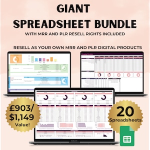 PLR & MRR Spreadsheets Bundle for Google Sheets Master Resell Right Private Label Rights Done-For-You PLR Templates Budget Spreadsheet