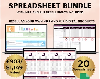 PLR MRR Spreadsheets Bundle for Google Sheets Master Resell Right Private Label Rights  PLR Templates Budget Spreadsheet Trackers Sheet