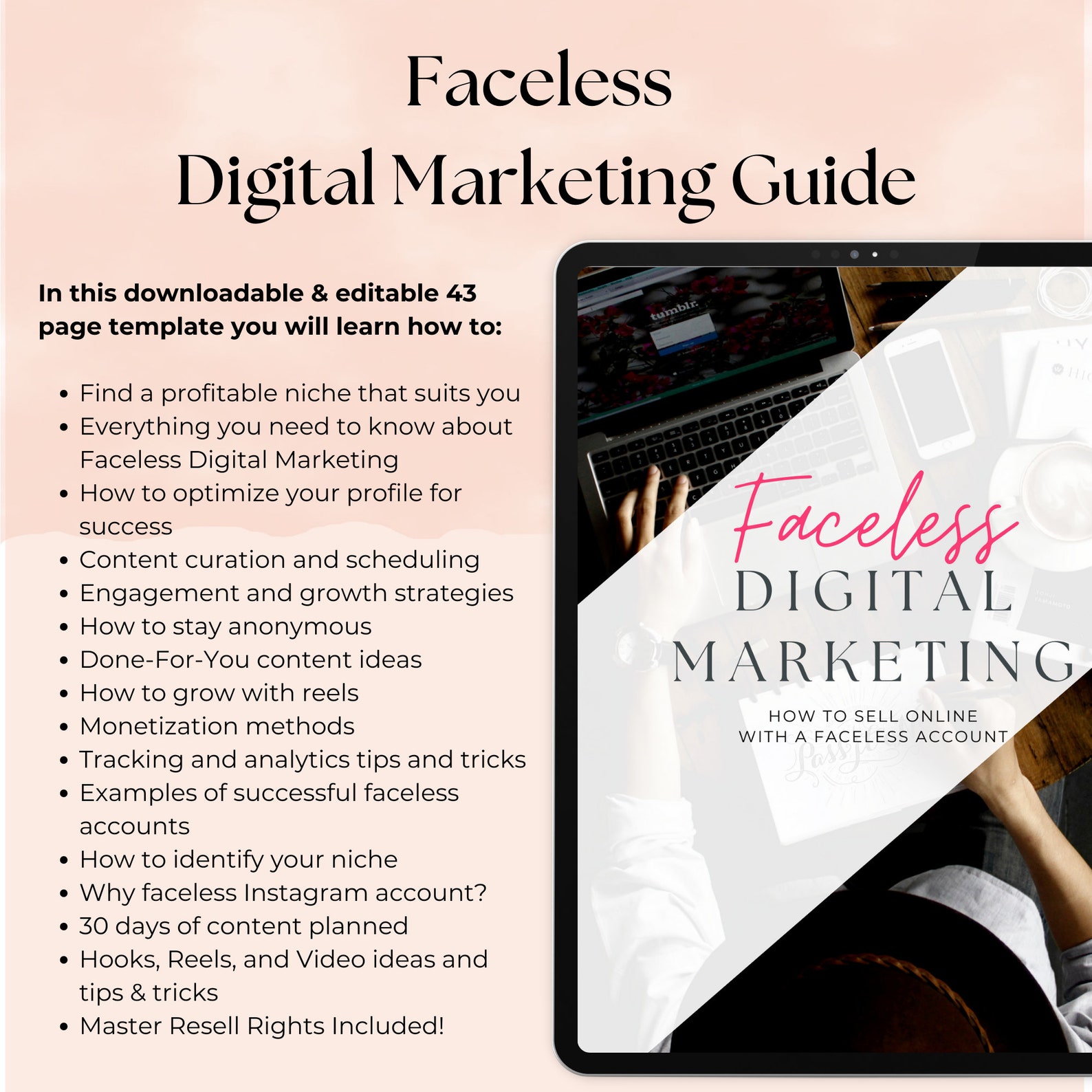 Faceless Digital Marketing Guide BUNDLE With Master Resell Rights MRR ...