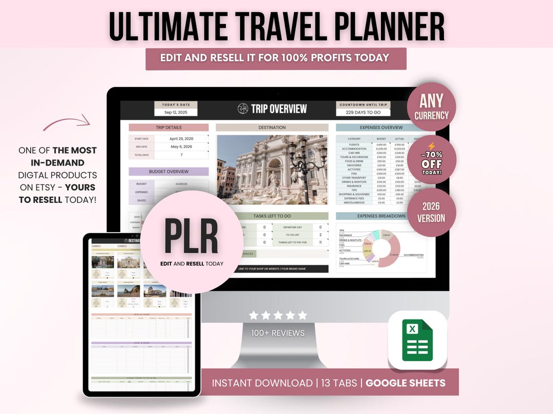 Editable Google Sheets Travel Budget & Itinerary Planner With PLR ...