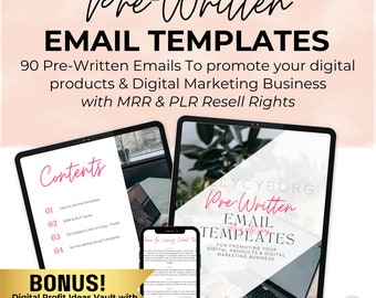 Pre-Written Email Templates For Digital Marketing w/ Master Resell Rights MRR & Private Label Rights PLR Done-For-You 90 Email Templates