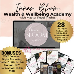 Inner Bloom Wealth & Wellbeing Academy with Master Resell Rights MRR Plus 20+ Done For You Digital Products with MRR PLR To Resell Faceless