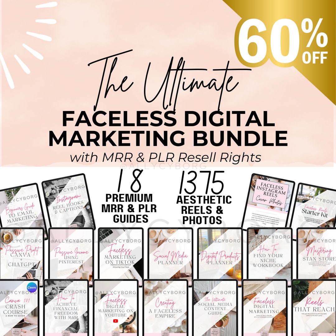 20 FACELESS Digital Marketing MRR Products Guide Bundle With Master ...