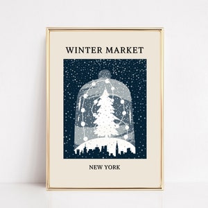 Winter Flower Market New York Snow Globe | Christmas Decor| Holiday Decor | Modern Christmas decoration | Digital Download